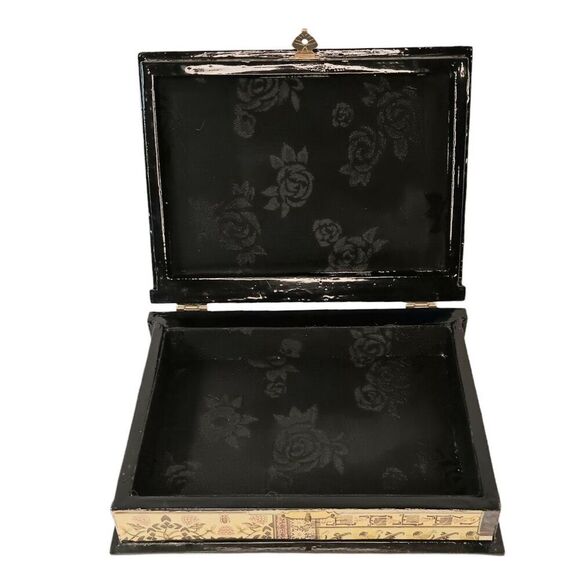 Decoupaged Laquer Box Alphonse Mucha La Peinture Laquered Trinket Jewelry Box - Picture 6 of 15